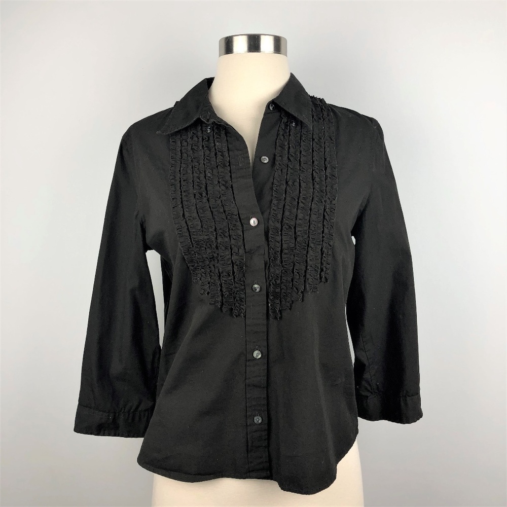 Calvin Klein Brown Ruffled Cropped Shirt Top